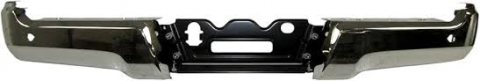 ASSEMBLY- CHROME- W/ 2 SENSOR HOLES- W/ TOWING PKG- INCLUDES END CAPS/ BUMPER SUPPORT/ BRACKETS- STEP PAD NOT