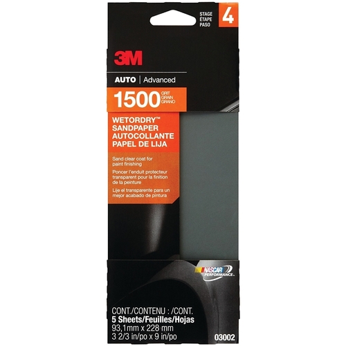 3M Wetordry Sandpaper, 3 2/3 In X 9 In, 1500 Grit