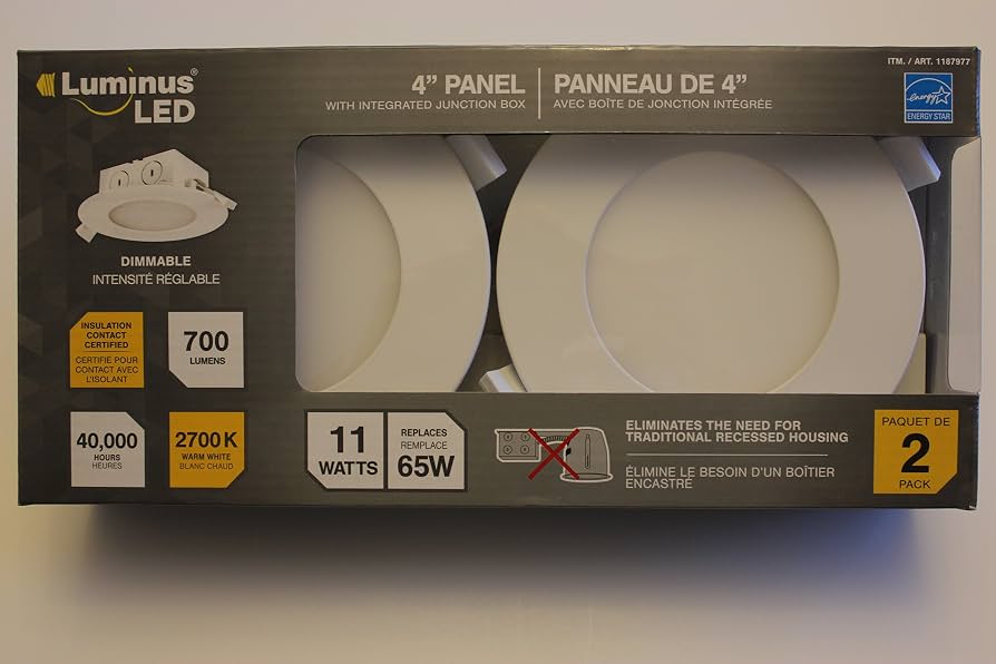 Luminus 8.5w 4 in. LED Slim Panel with Integrated Junction Box, 2-pack