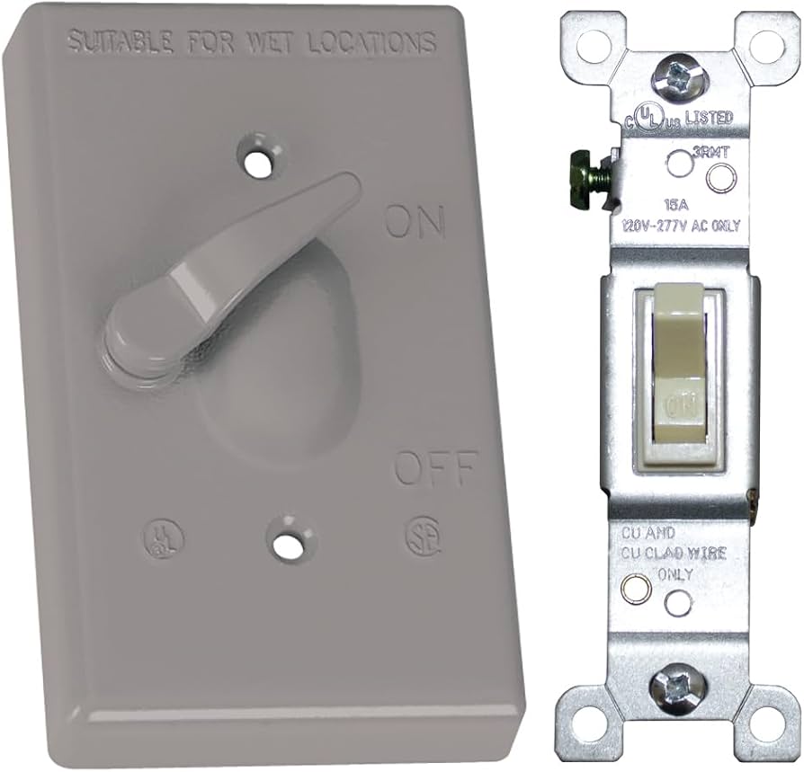 Weatherproof Toggle Cover, 1-Gang, Vertical Device Mount, Gray,