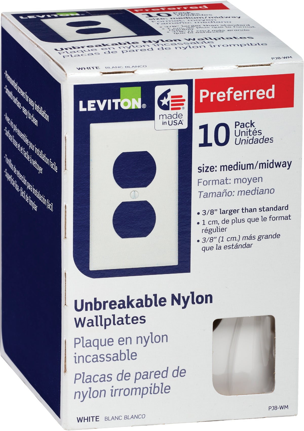 Leviton Mid-Way Thermoplastic Nylon Outlet Wall Plate White