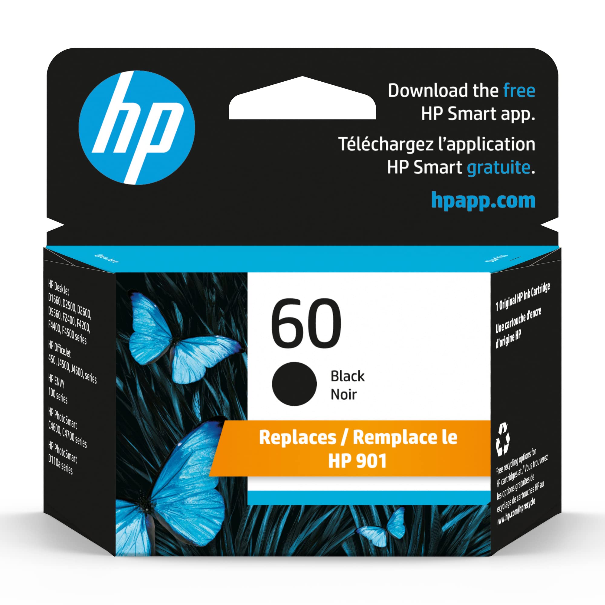 HP 60 Black Ink Cartridge | Works with DeskJet D1660, D2500, D2600, D5560, F2400