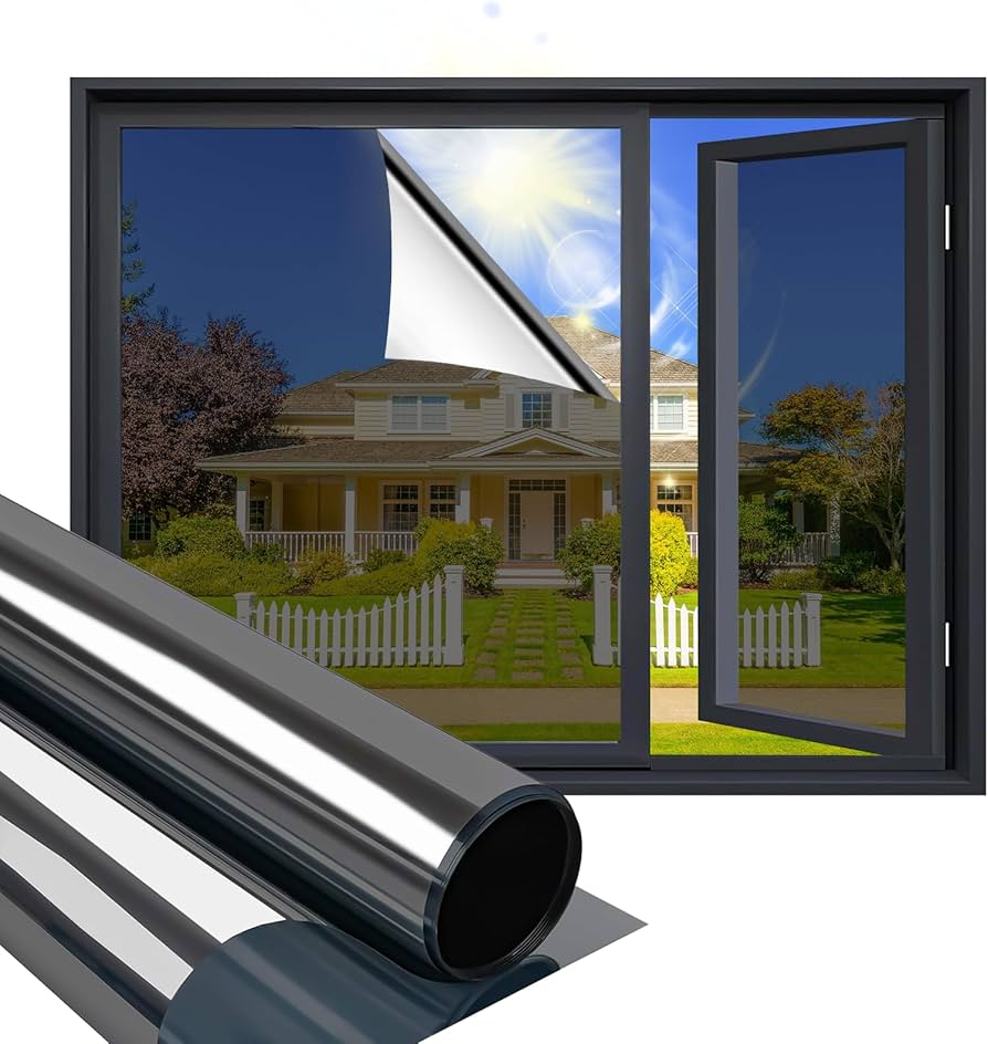One Way Mirror Glass Film Privacy Self Adhesive Residential DIY Window Film Heat
