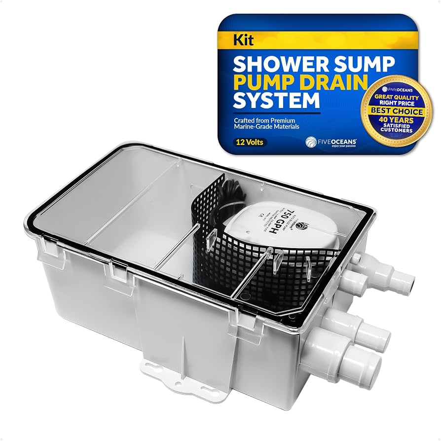 New Shower Sump Pump System 750 GPH 12 Volt 12V 3.0 AMP with Retail Package Free