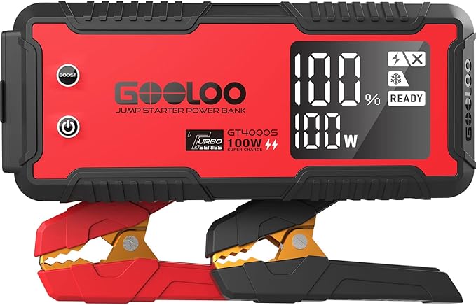GOOLOO GT4000S Jump Starter 4000 Amp Car Starter 100W Two-Way Fa