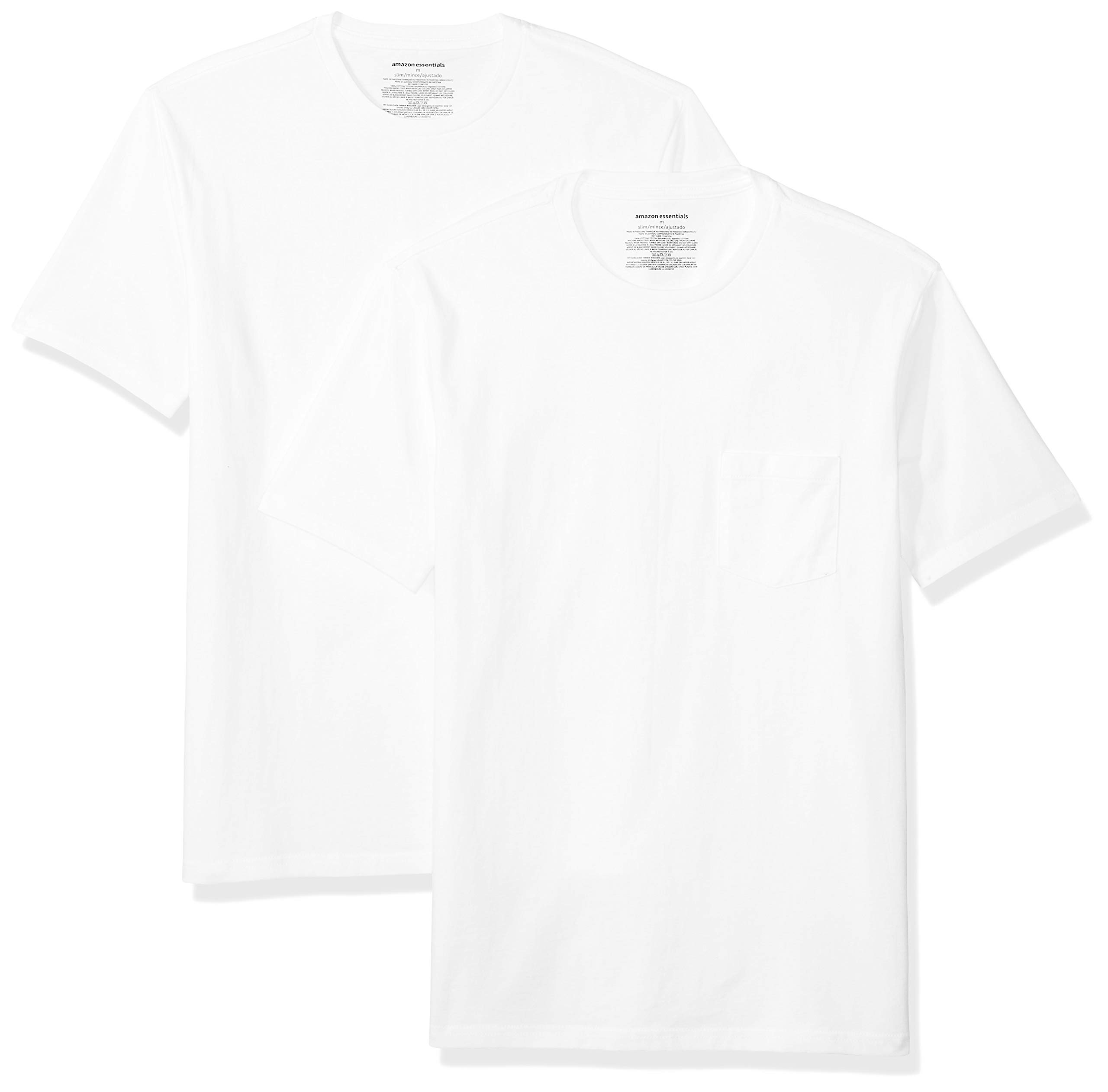 Amazon Essentials Men's 2-Pack Loose-Fit Short-Sleeve Crewneck T-Shirts, White, X-Small