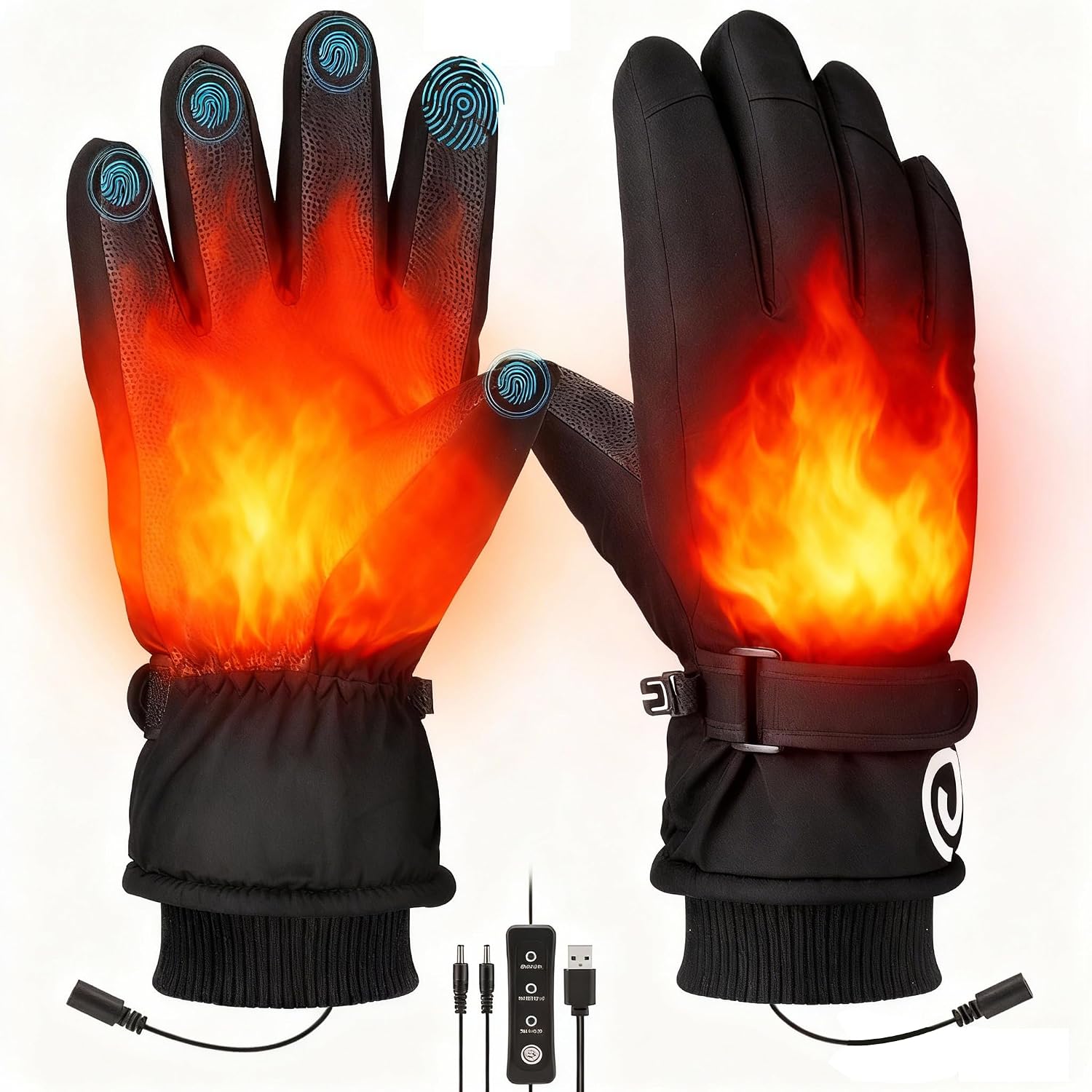 Color You USB Heated Gloves Winter Warm Heated Gloves Full & Half Heated Fingerless Gloves for Typing Knitting Wool Electric Heated Gloves Washable Heated Gloves for Women and Men (Black)
