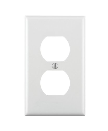 Leviton 1-Gang Duplex Device Receptacle Wallplate, Standard Size, Thermoplastic Nylon, Device Mount, 1 Pack, 80703-W, White