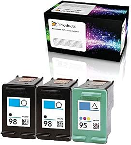 OCProducts Refilled Ink Cartridge Replacement for HP 98 and HP 95 for Officejet 150 100 H470 PhotoSmart D5160 C4180 2570 8030 8049 (1 Black 1 Color)