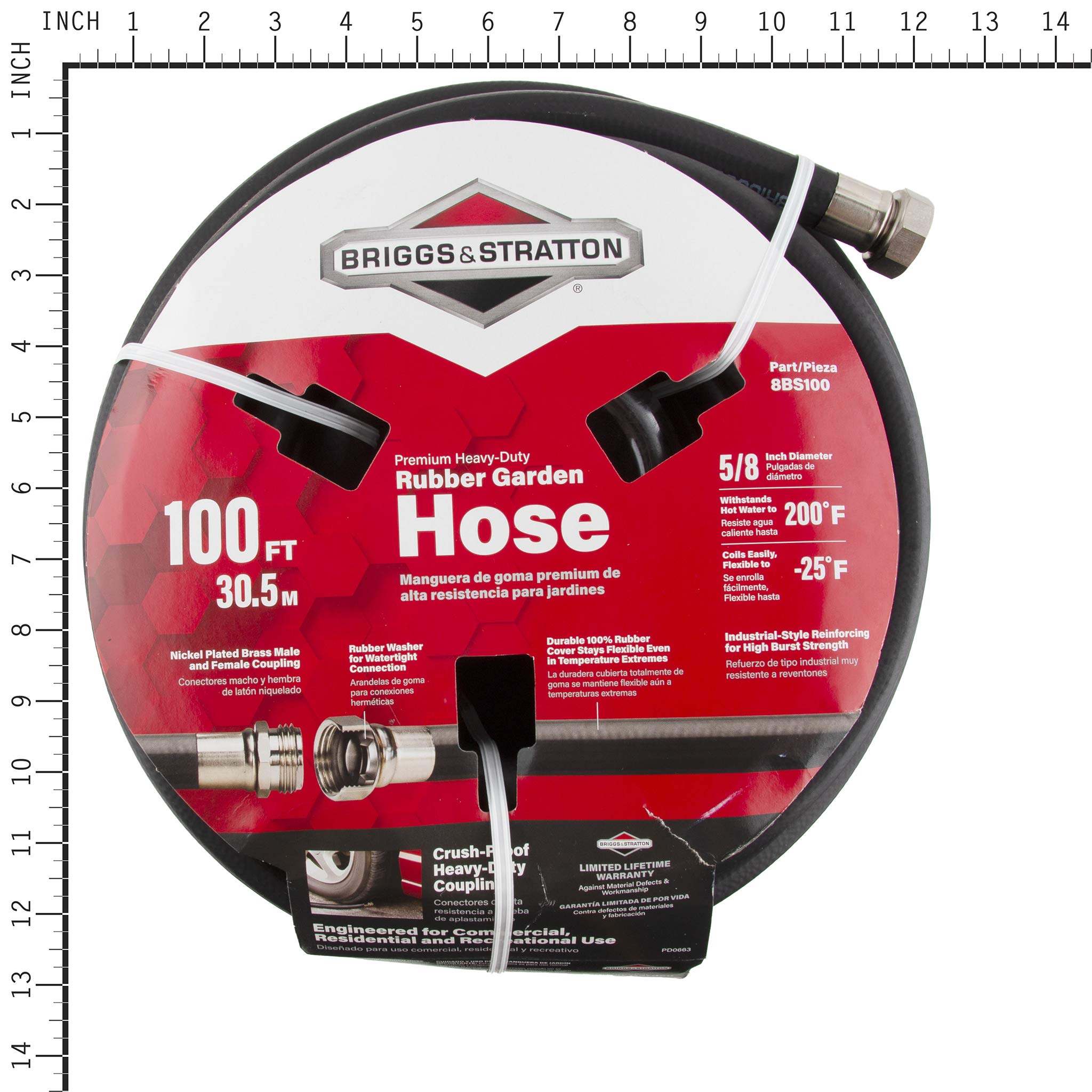 Briggs & Stratton 8BS100 100-Foot Premium Heavy-Duty Rubber Garden Hose