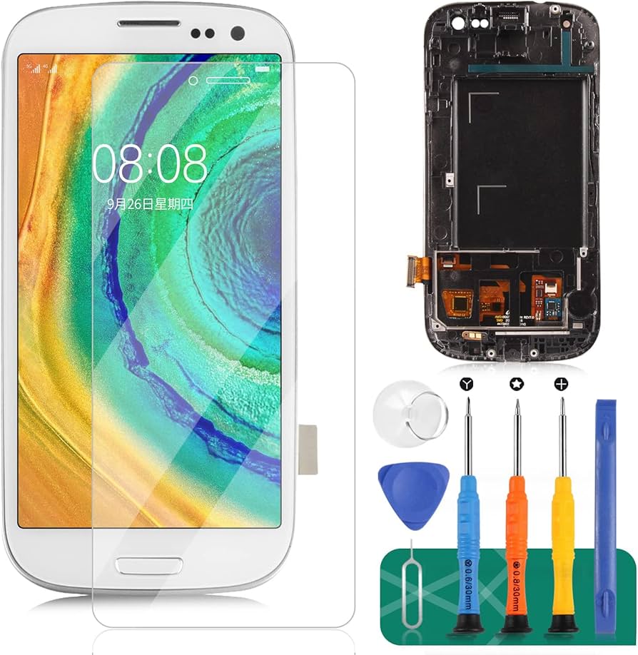 Replacement Repair Parts Touch Screen Digitizer Outer Glass Lens FOR Galaxy S3 SIII i9300 Blue+ Tools+1pcs Screen Protector Film
