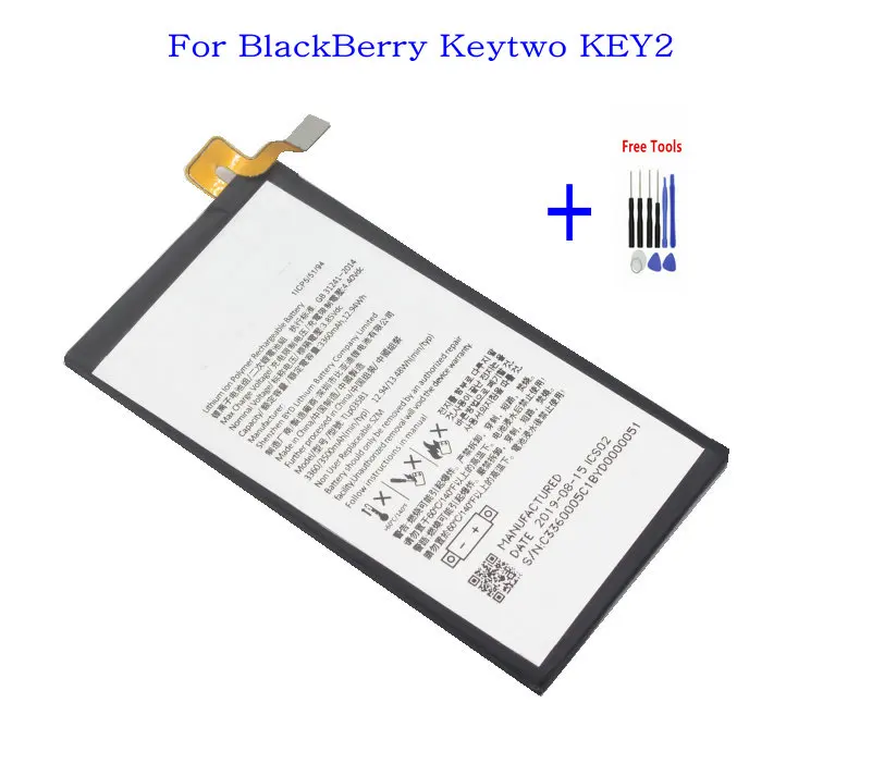 3360mAh  12.94Wh TLp035B1 Original Replacement Battery TLP035B1 For BlackBerry Keytwo KEY2 (not for KEY 2 LE) + Free Tools