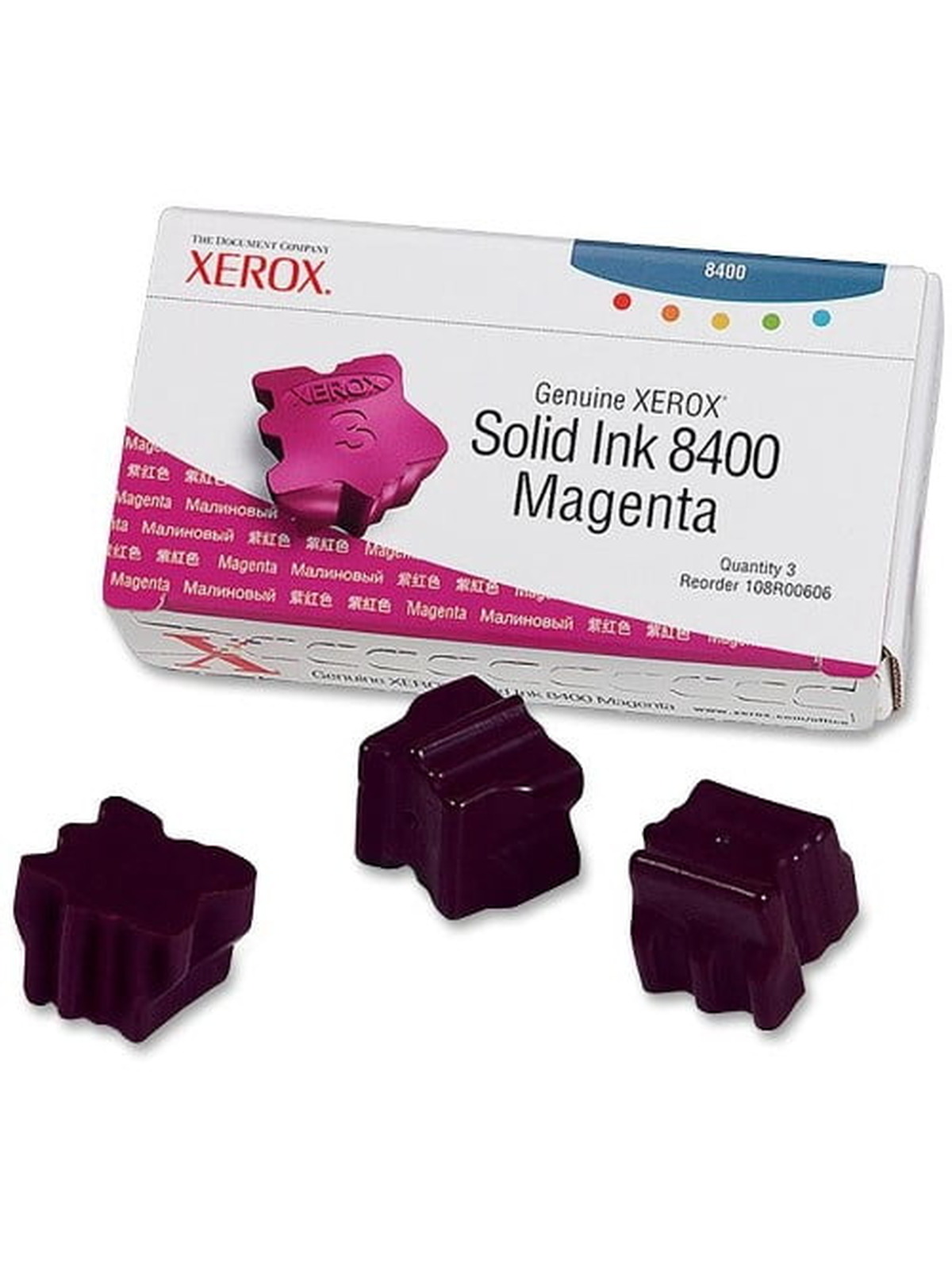 Xerox 108R00606 Solid Ink Stick, 1,133 Page-Yield, 3/Box, Magenta