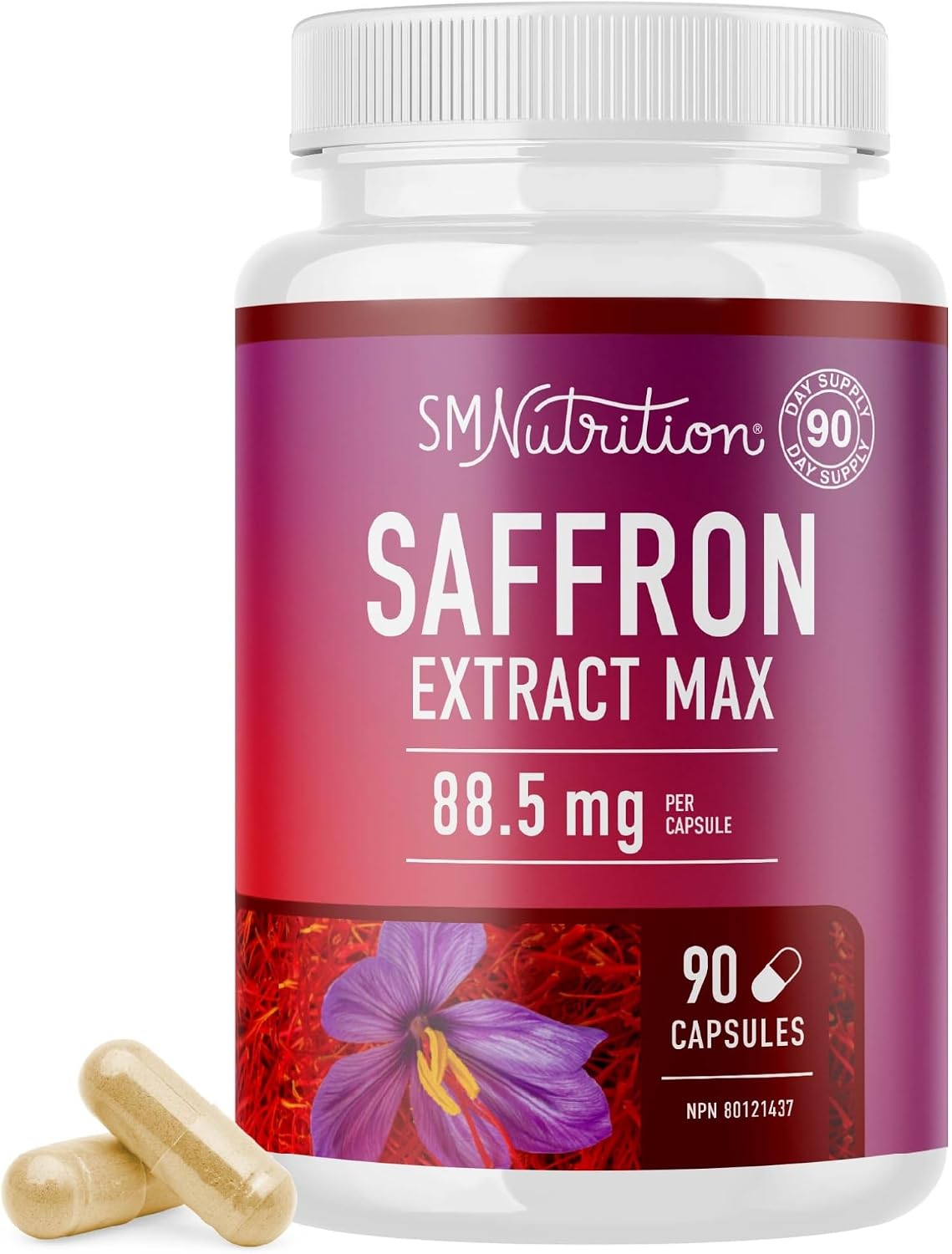 Saffron Extract Supplement 88.5mg | 90 Capsules | 100% Saffron Supplements for Men and Women | Powerful 3:1 Extract Ratio for Antioxidant Support | Gluten-Free, Non-GMO, Vegetarian, 3rd-Party Tested