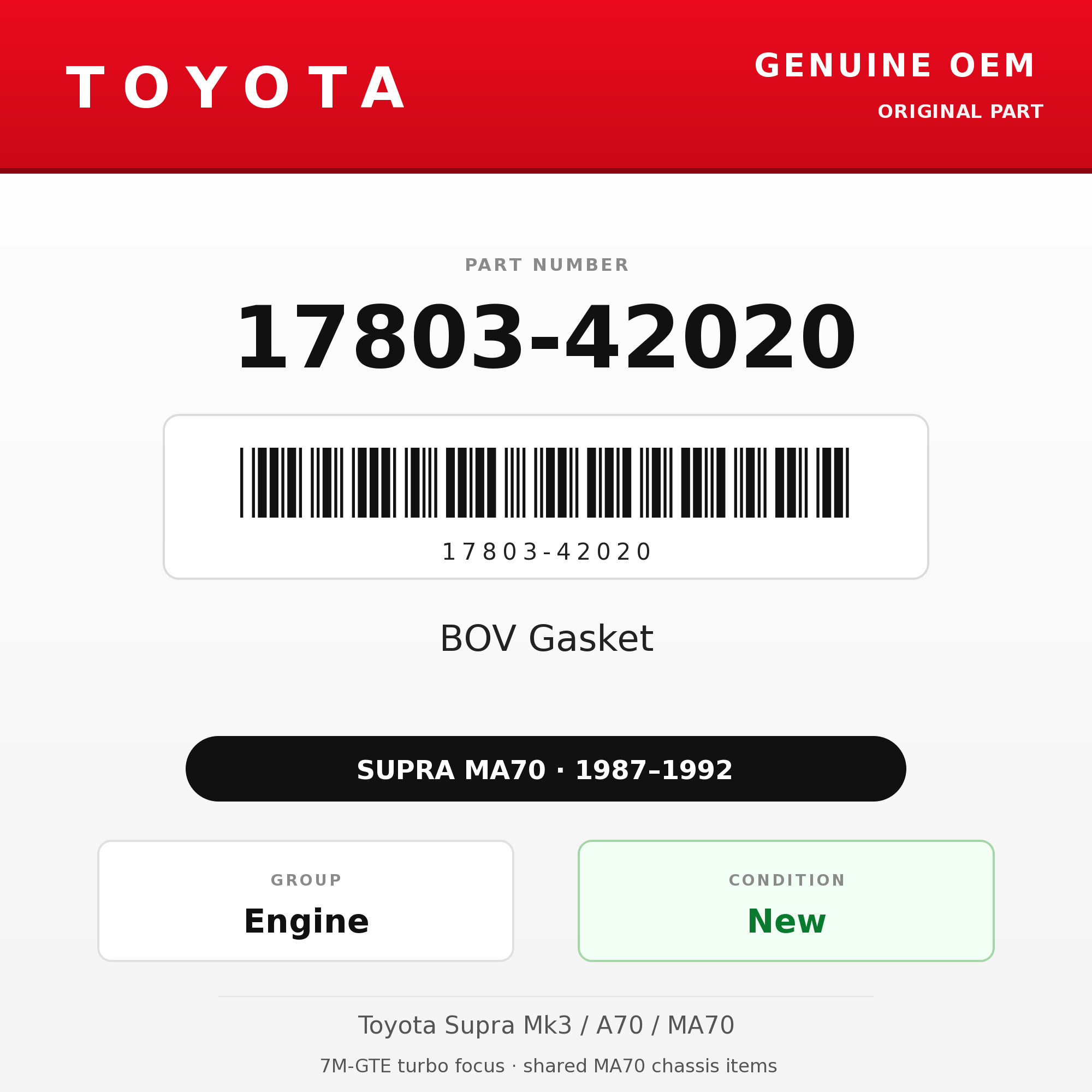 Genuine Toyota OEM 17803-42020 - BOV Gasket 7M-GTE (87-92 Supra)