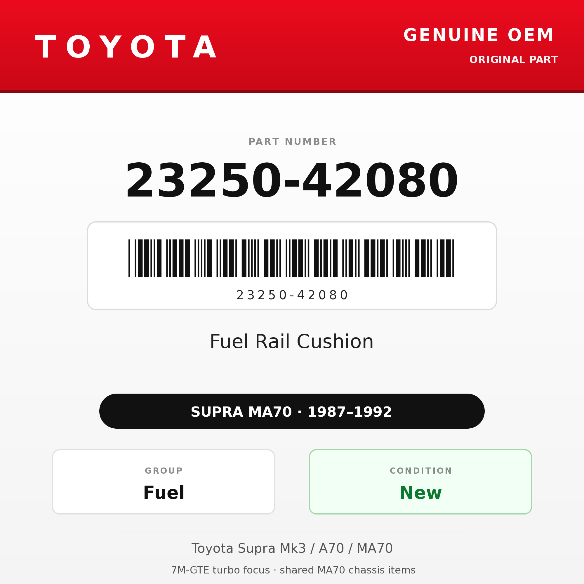 Genuine Toyota OEM 23250-42080 - Fuel Rail Cushion 7M (87-92 Supra)