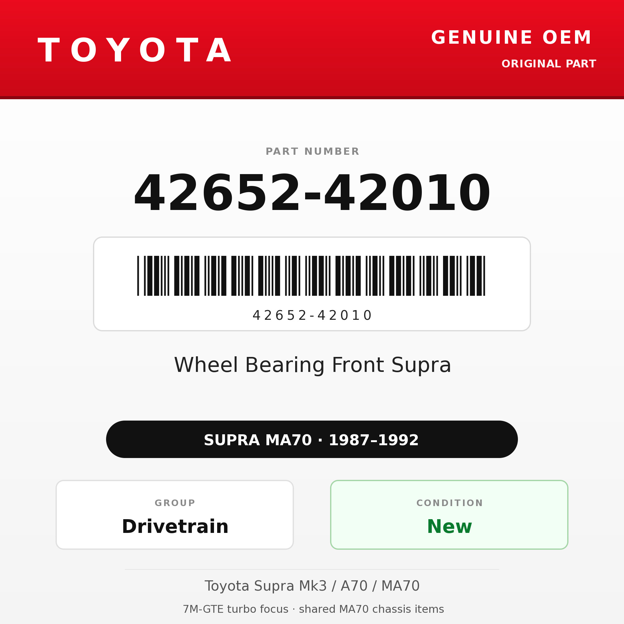 Genuine Toyota OEM 42652-42010 - 87-92 Wheel Bearing Front Supra (87-92 Supra)