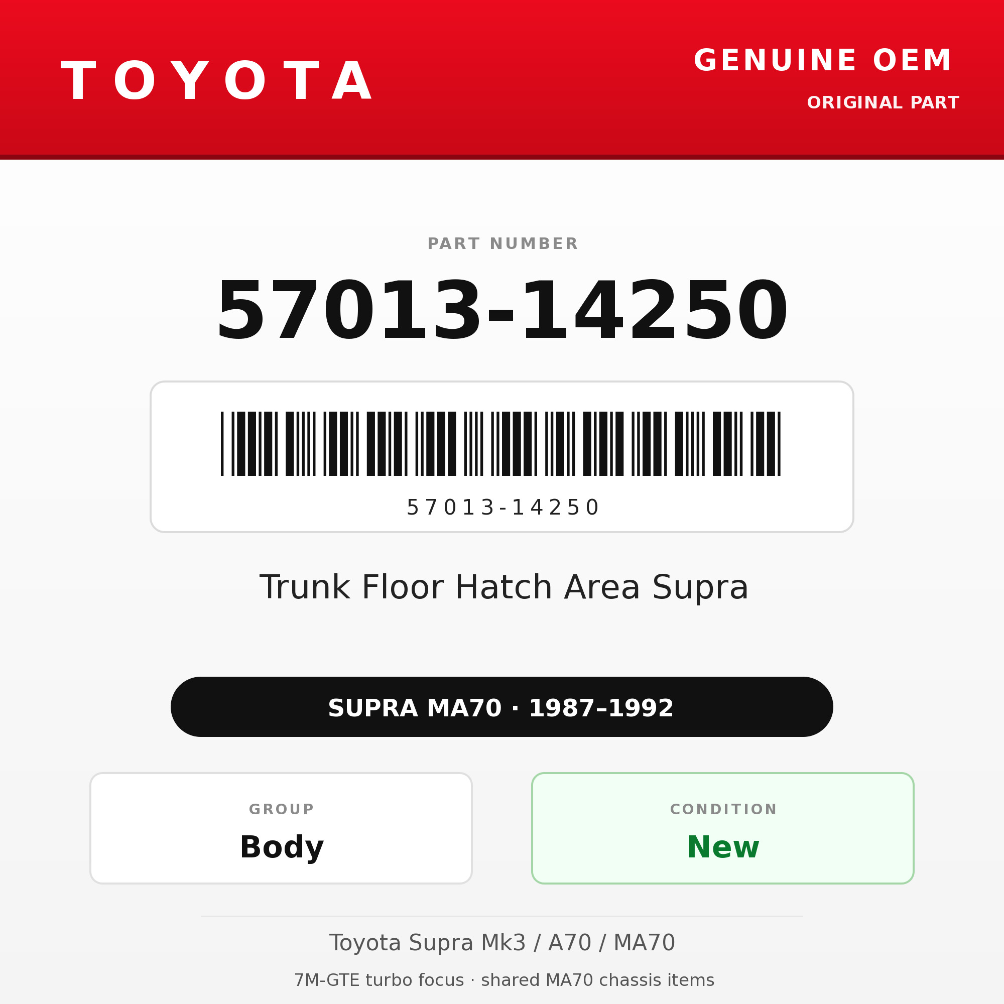 Genuine Toyota OEM 57013-14250 - Trunk Floor Hatch Area Supra (87-92 Supra)