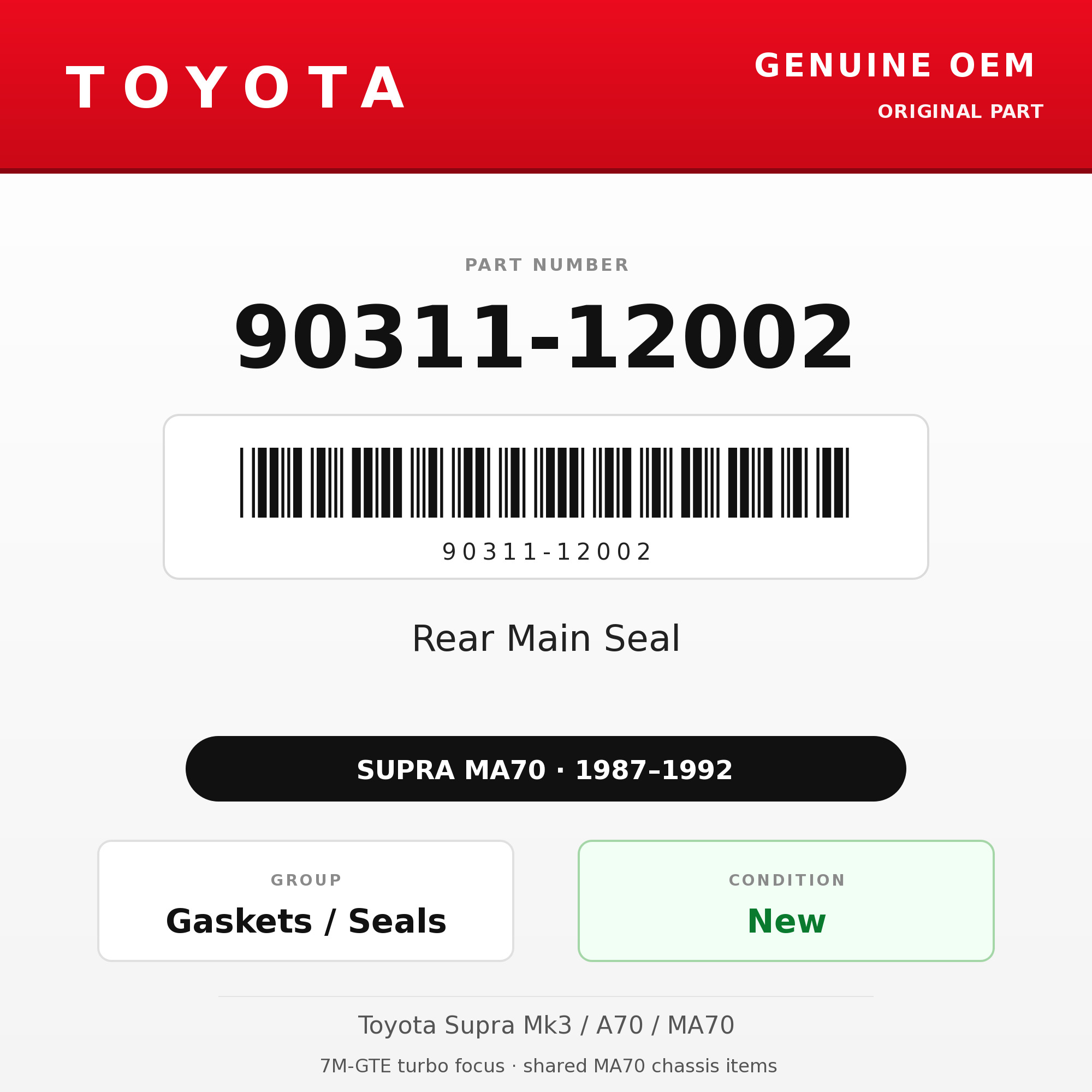 Genuine Toyota OEM 90311-12002 - Rear Main Seal (87-92 Supra)